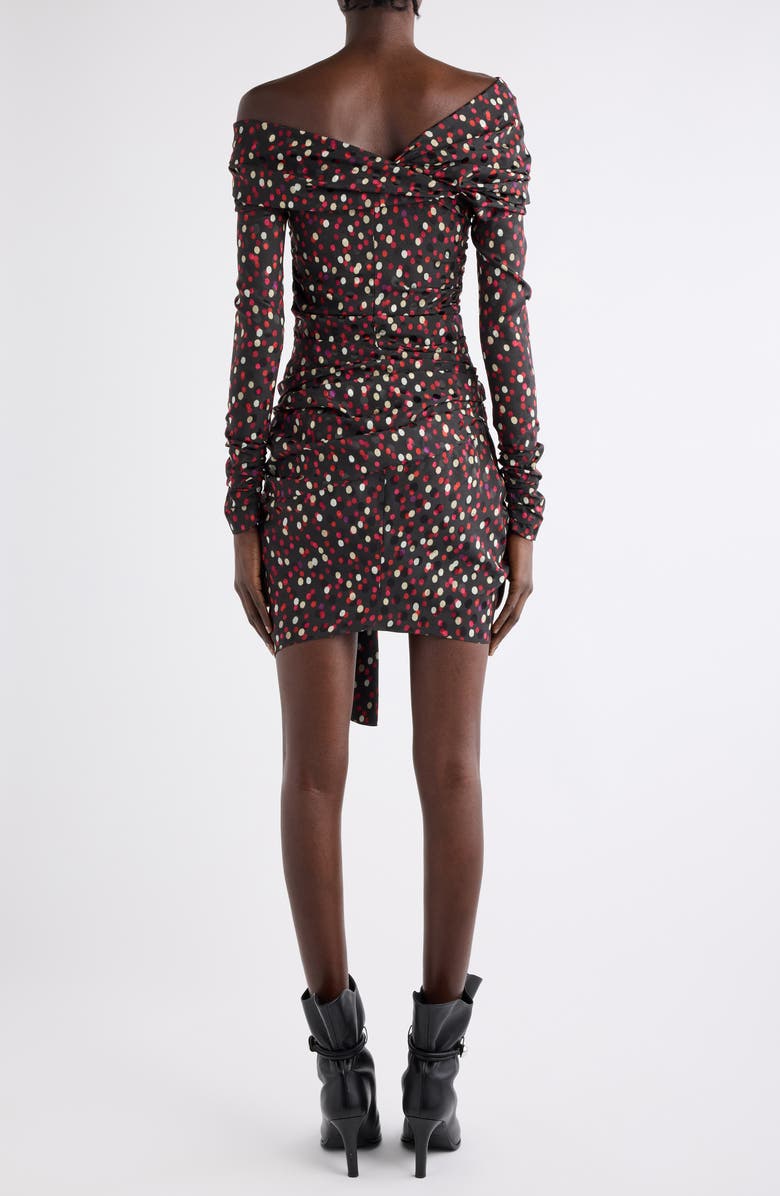 Isabel Marant Elara Polka Dot Long Sleeve minidress, Alternate, color, Black/ Red