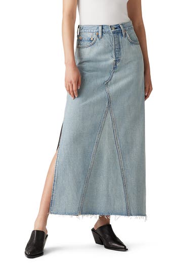 Levi's® Iconic Slit Denim Maxi Skirt In Not In The Mood Stone