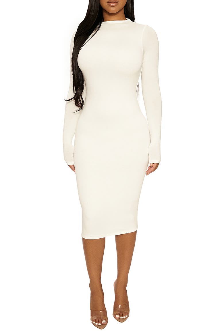The NW Long Sleeve Midi Dress, Main, color, WHITE