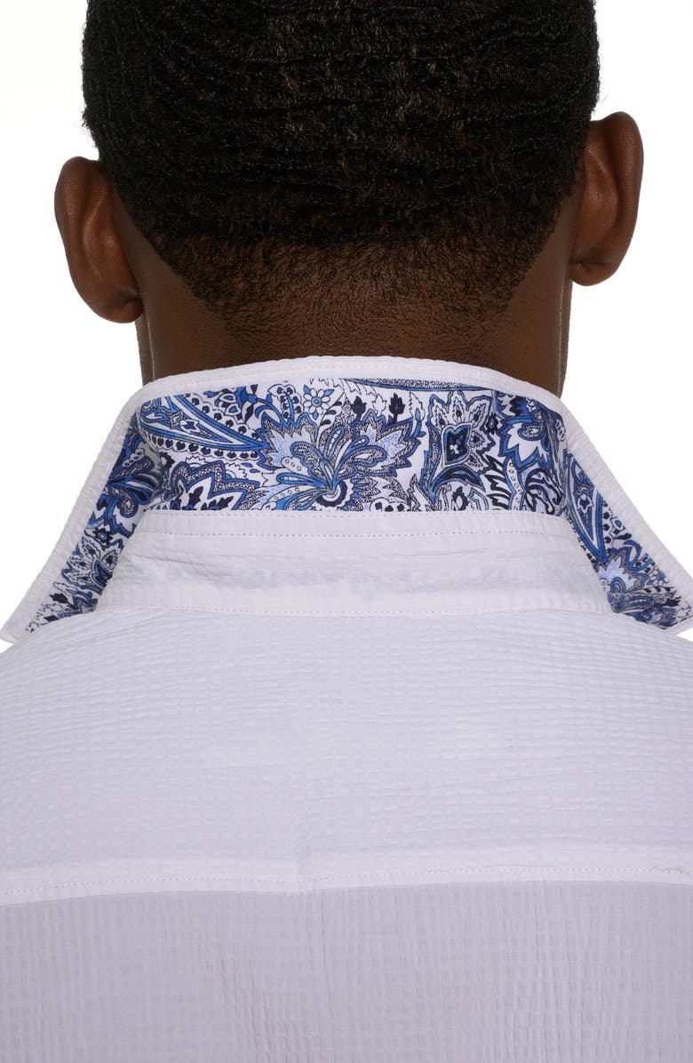 Robert Graham Shark Bite Short Sleeve Stretch Cotton Seersucker Button-Up Shirt, Alternate, color,
