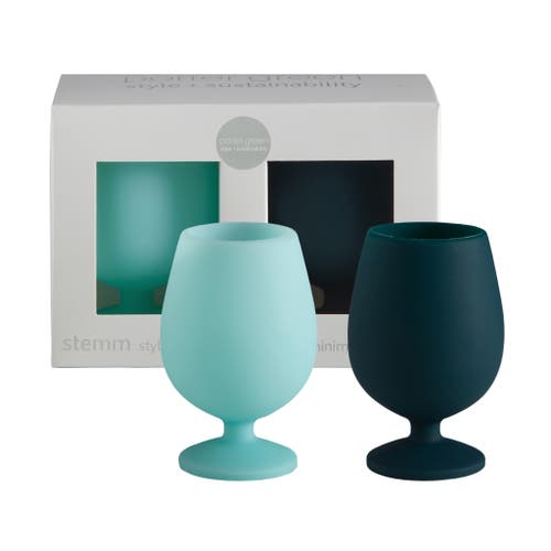 Porter Green Stemm |silicone Unbreakable Wine Glasses In Multi