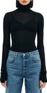 Marcella Eloise Turtleneck Semisheer Jersey Top