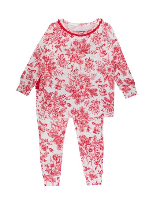 Rufflebutts Toddler Girls Modal Blend Ruffle Long Sleeve Pajama Set, Signature Rear Ruffles In Red