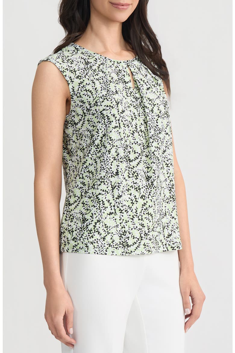 Floral Keyhole Sleeveless Top, Alternate, color, CELERY MULTI