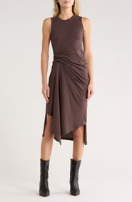 AllSaints Rivi Draped Midi Dress