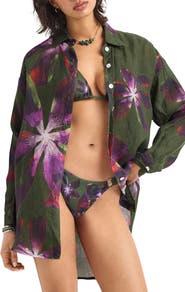 Vitamin A® Playa Oversize Linen Cover-Up Shirt