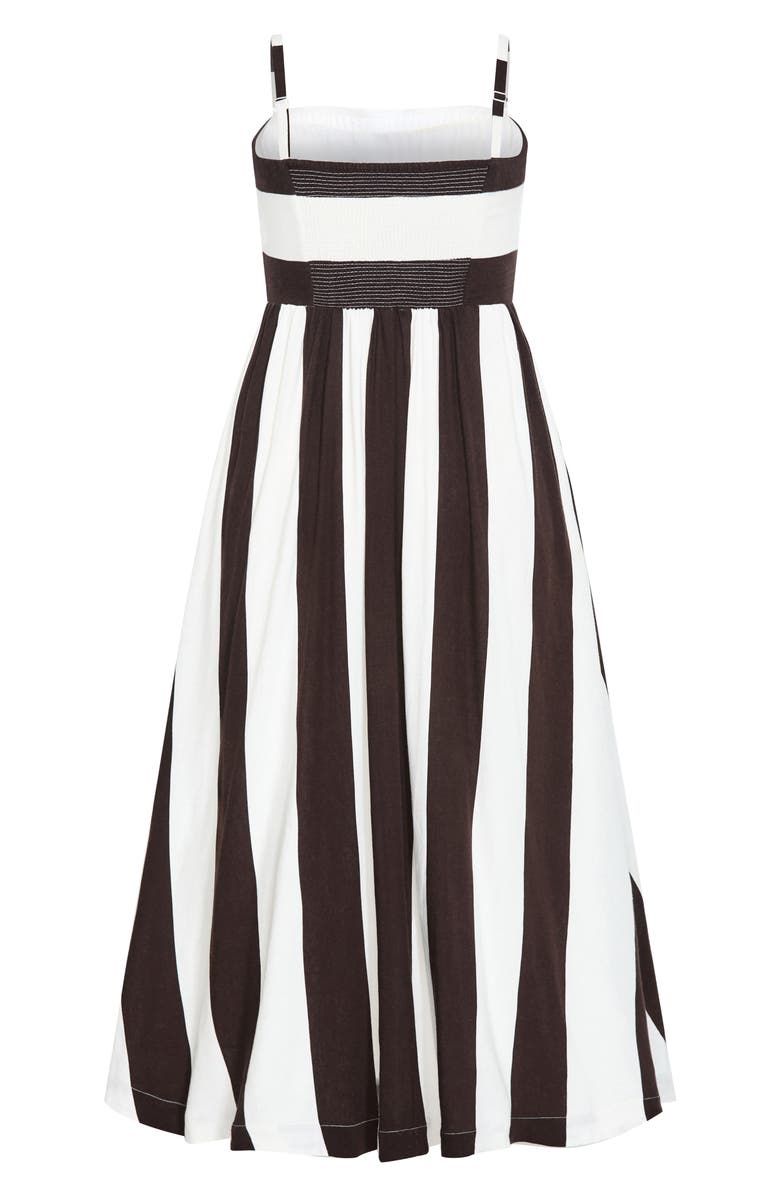 City Chic Simone Stripe Maxi Dress, Alternate, color, Chocolate/ Ivory