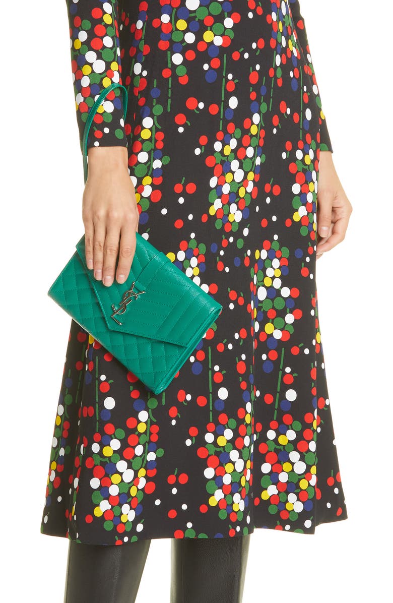 Saint Laurent Matelassé Leather Wristlet, Alternate, color,