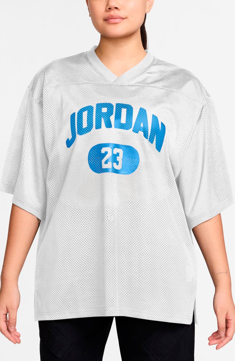 Jordan Brooklyn Oversize Jersey, Main, color, White/ University Blue