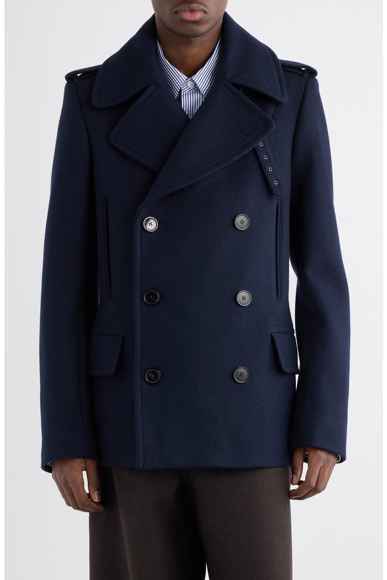 DRIES VAN NOTEN ダッフルコート ネイビー Dries Van Noten Rafaell Double Breasted Wool Blend Peacoat (Men