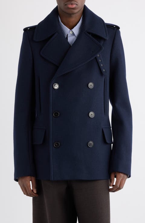 Rafaell Double Breasted Wool Blend Peacoat
