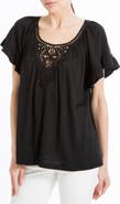 MAX STUDIO Flutter Sleeve Crochet Top