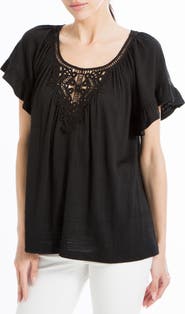 MAX STUDIO Flutter Sleeve Crochet Top