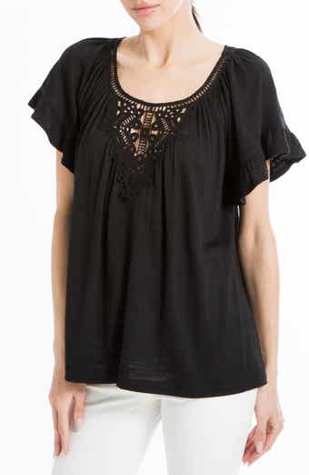 MAX STUDIO Flutter Sleeve Crochet Top