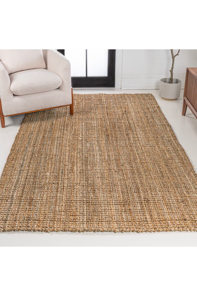 Biot Traditional Rustic Handwoven Jute Solid Area Rug, Alternate, color, Natural