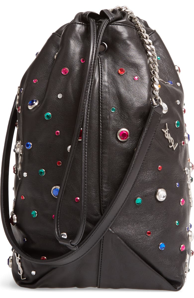 Saint Laurent Teddy Studded Leather Bucket Bag, Alternate, color,