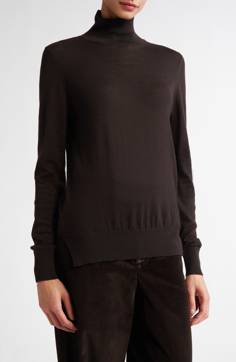 PARTOW Susan Turtleneck Virgin Wool Sweater, Alternate, color, Espresso