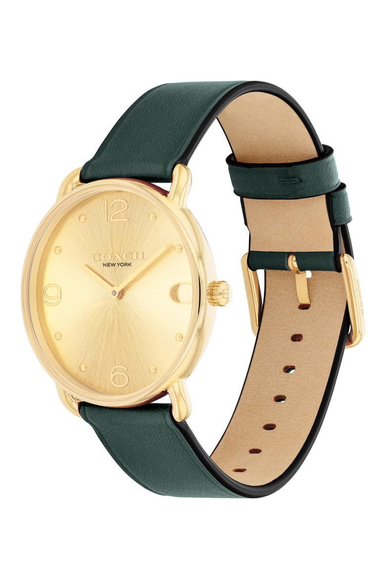 Elliot Leather Strap Watch, 36mm, Alternate, color, GOLD