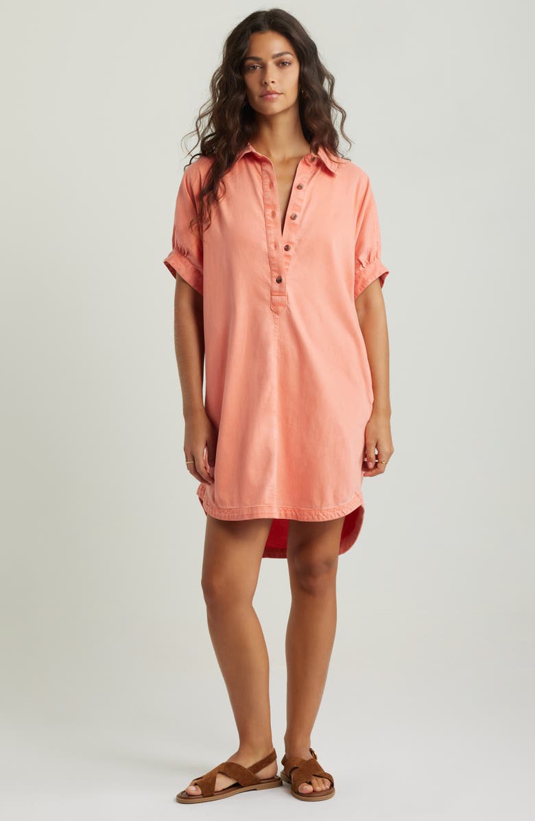 Treasure & Bond Woven Polo Shift Dress, Main, color, Coral Apple
