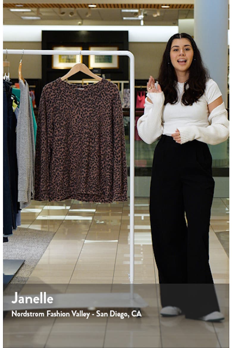 Loveapella Brushed Leopard Print Long Sleeve Crewneck Top video