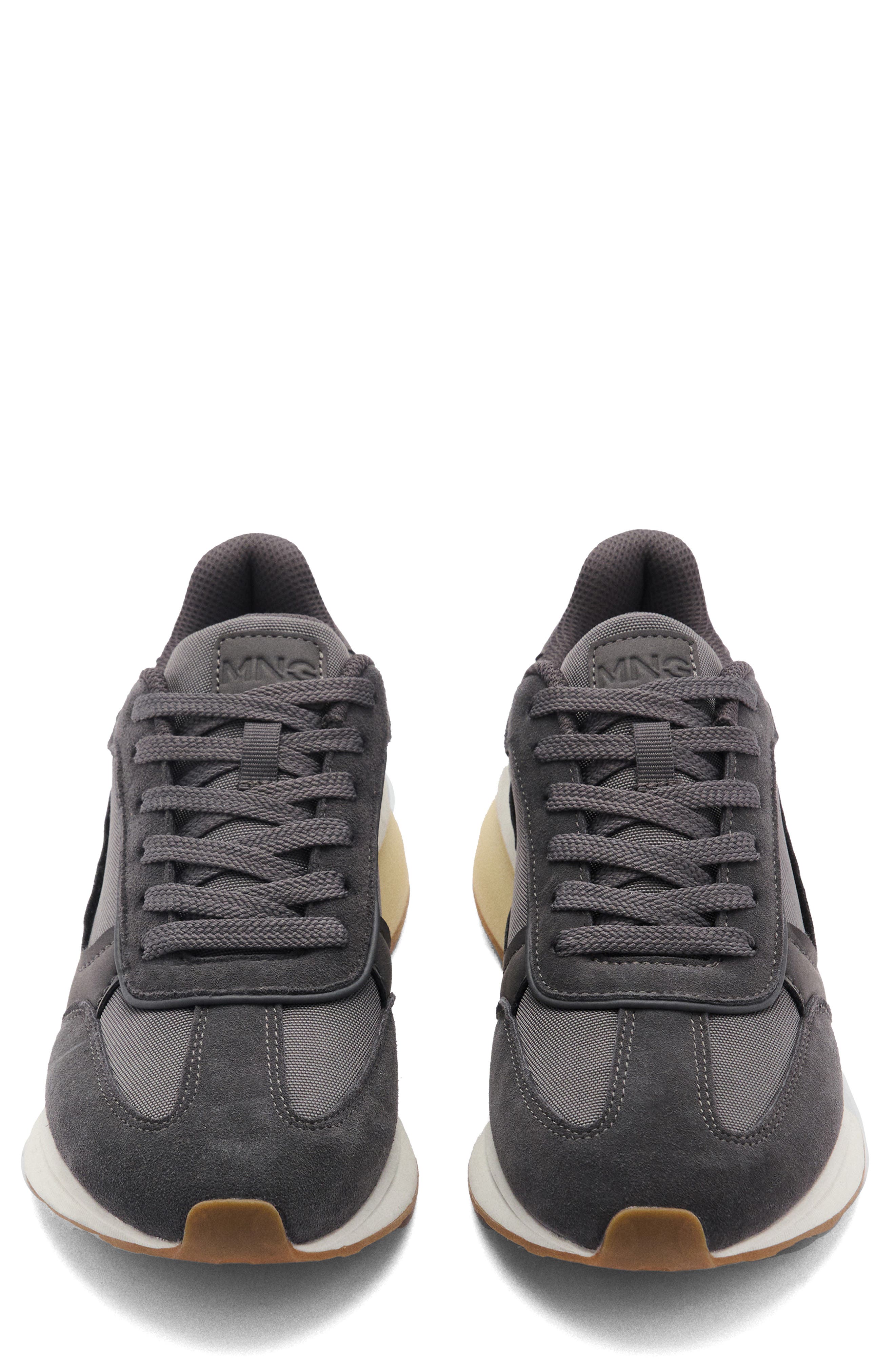 MANGO Leather Mixed Sneaker, Alternate, color, 