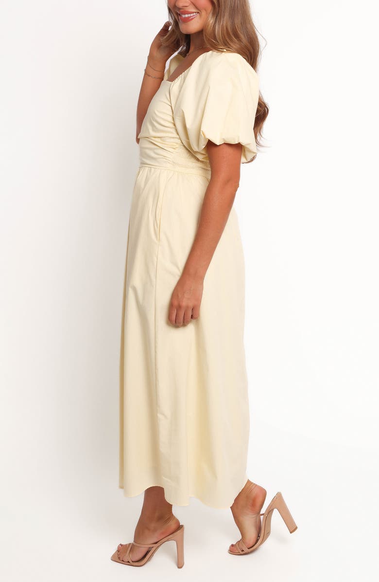 Petal & Pup Clo Puff Sleeve Midi Dress, Alternate, color, Yellow