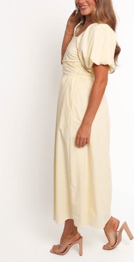 Clo Stripe Puff Sleeve Midi Dress