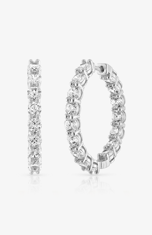 Ben Oni Solitaire Inside Out Cubic Zirconia Hoop Earrings In Silver