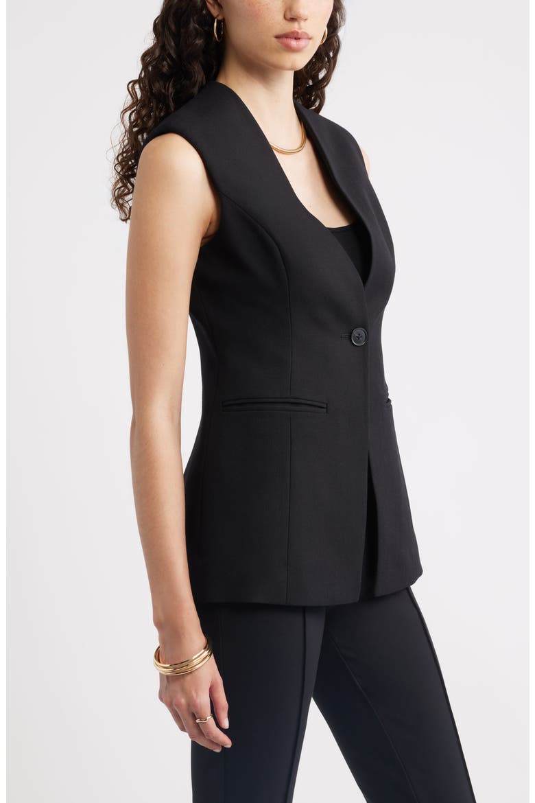 Textured One-Button Vest, Alternate, color, BLACK