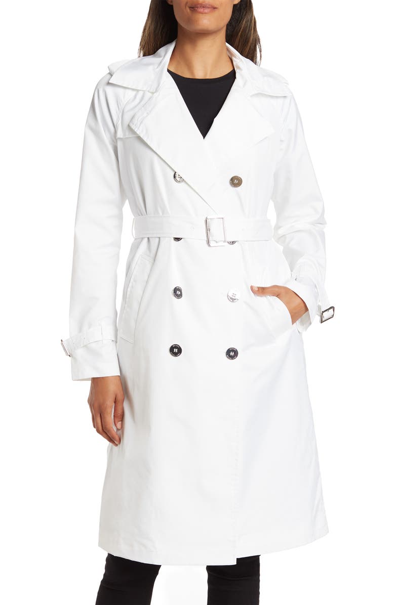 Michael Kors Double-Breasted Belted Rain Trench Coat, Main, color,