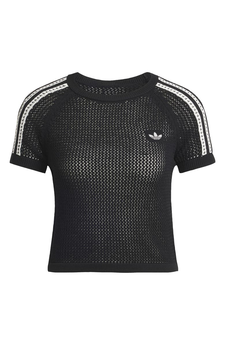 adidas Originals Open Stitch Short Sleeve Crop Sweater, Alternate, color, 