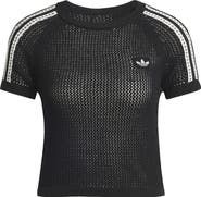 adidas Originals Open Stitch Short Sleeve Crop Sweater