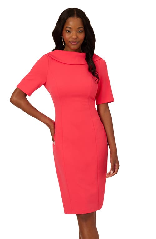 ADRIANNA PAPELL ADRIANNA PAPELL FOLDOVER NECK V-BACK SHEATH DRESS