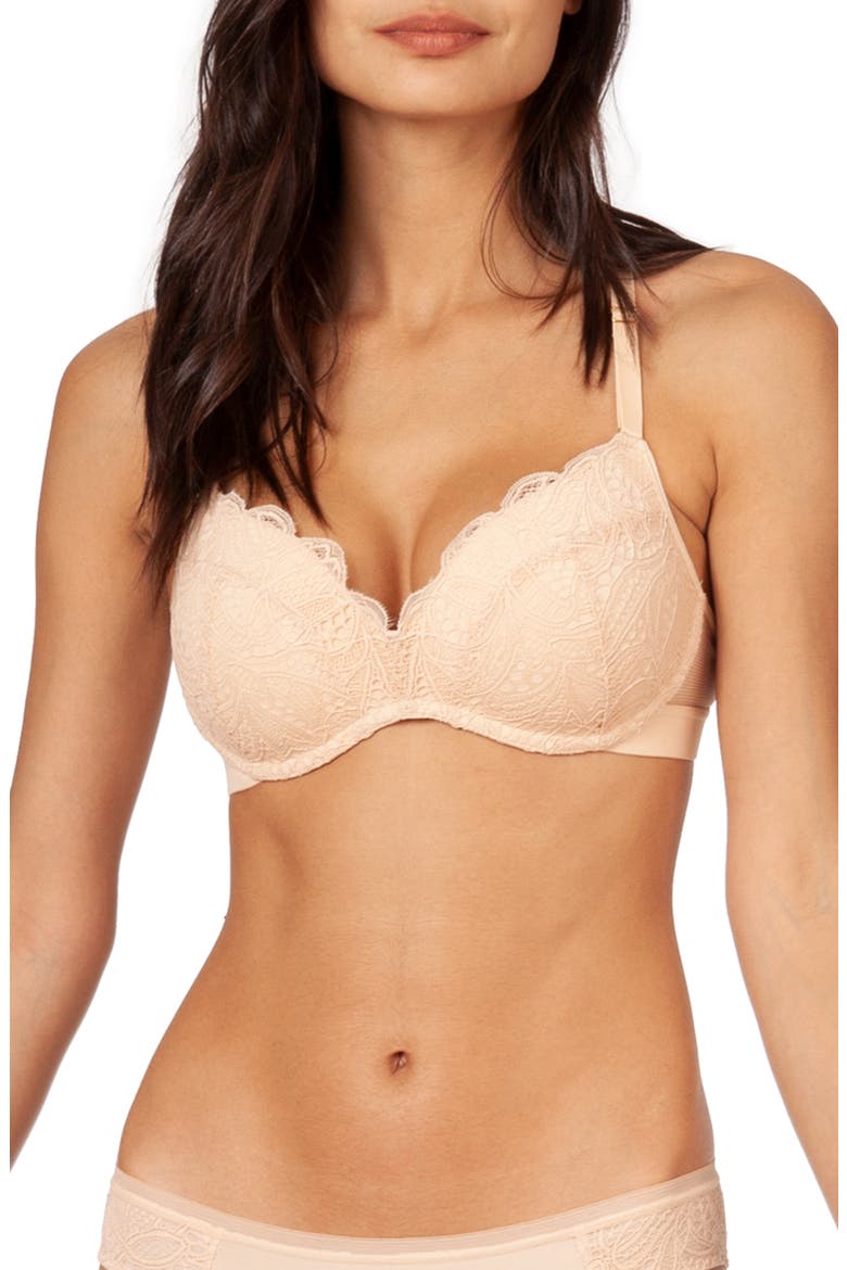 The Lace No-Wire Push-Up Bra, Main, color, TOASTED ALMOND