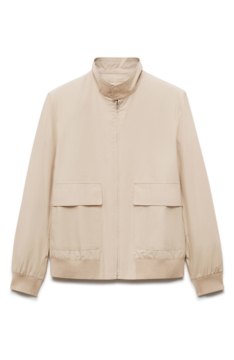 MANGO Cotton Zip-Up Jacket, Alternate, color, Beige