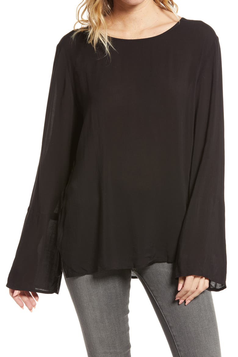 Soft Voile Shirt, Main, color, BLACK