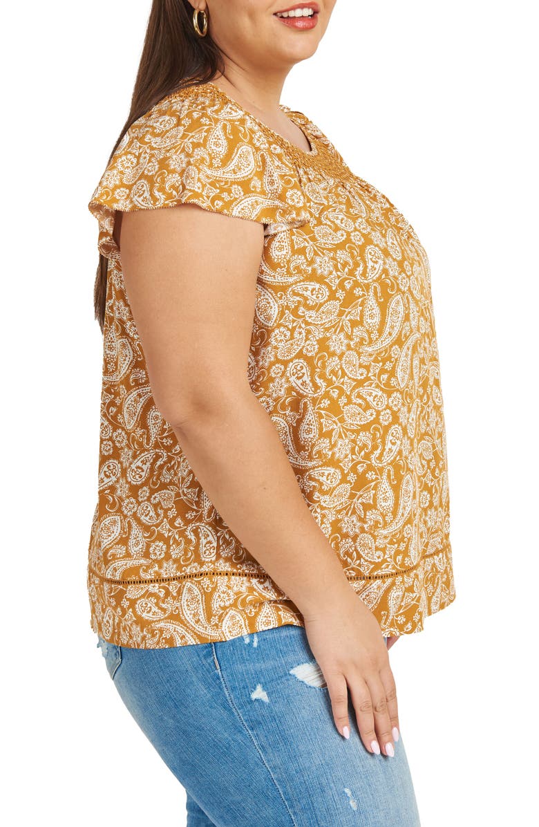 Daniel Rainn Smocked Neck Paisley Blouse, Alternate, color, 