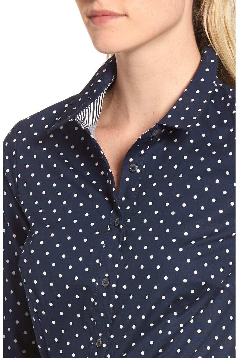 Posy Polka Dot Shirtdress, Alternate, color, NAVY SPOT