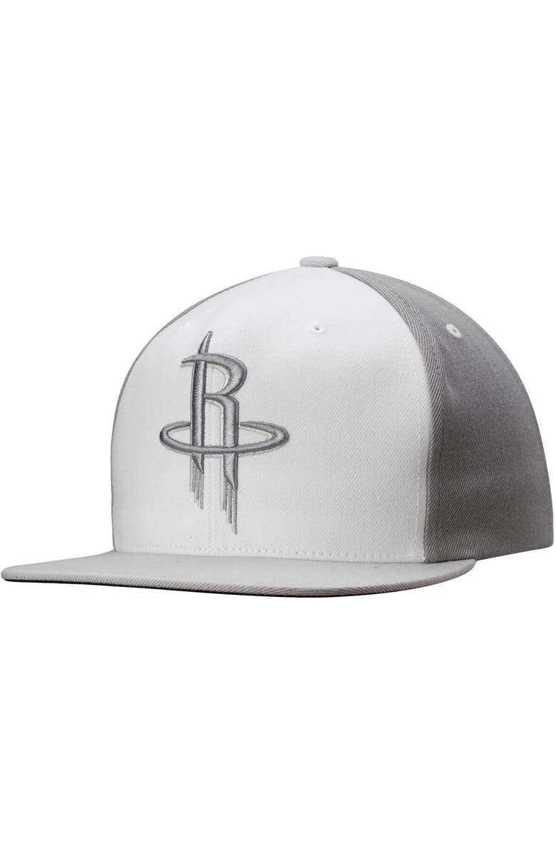 Mitchell & Ness Men's Mitchell & Ness White Houston Rockets Current Logo White Wall Snapback Adjustable Hat, Main, color,