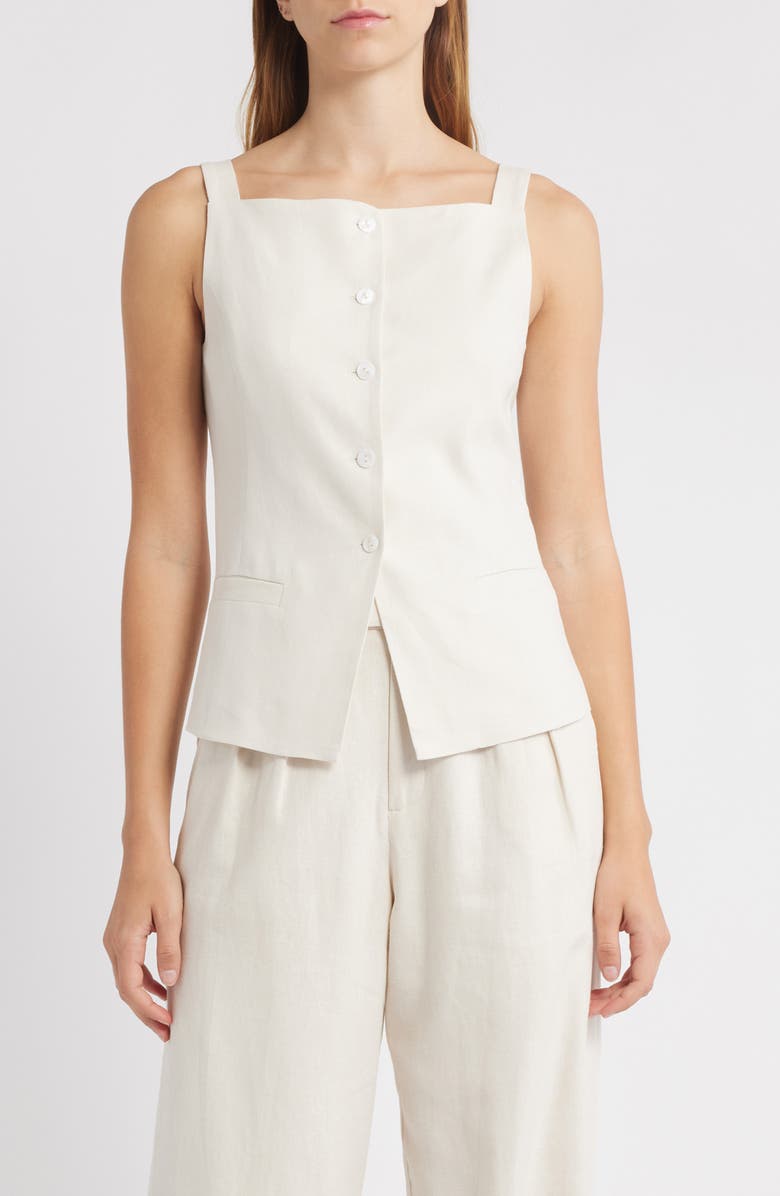 WAYF Naomi Linen Blend Vest, Main, color, Porcelain