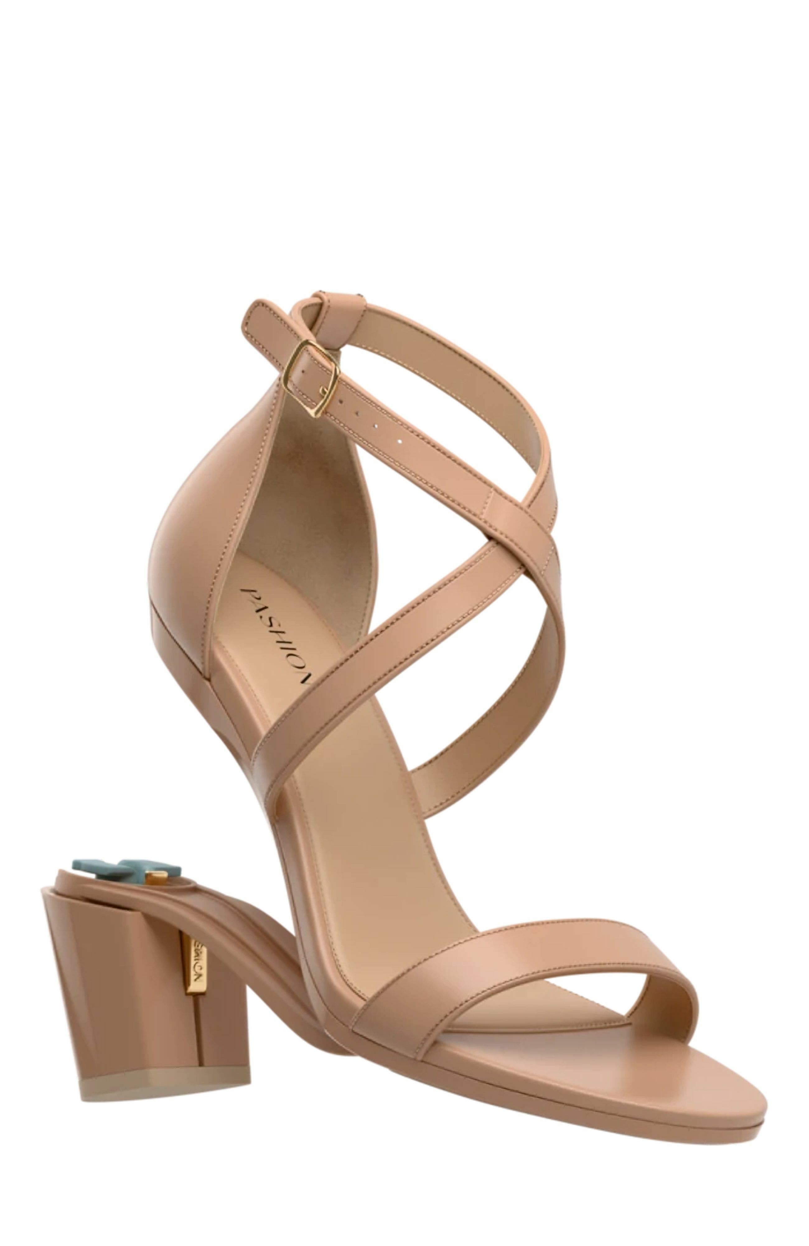 Pashion Footwear The Sandal 3" Block Heel, Alternate, color, Latte Leather