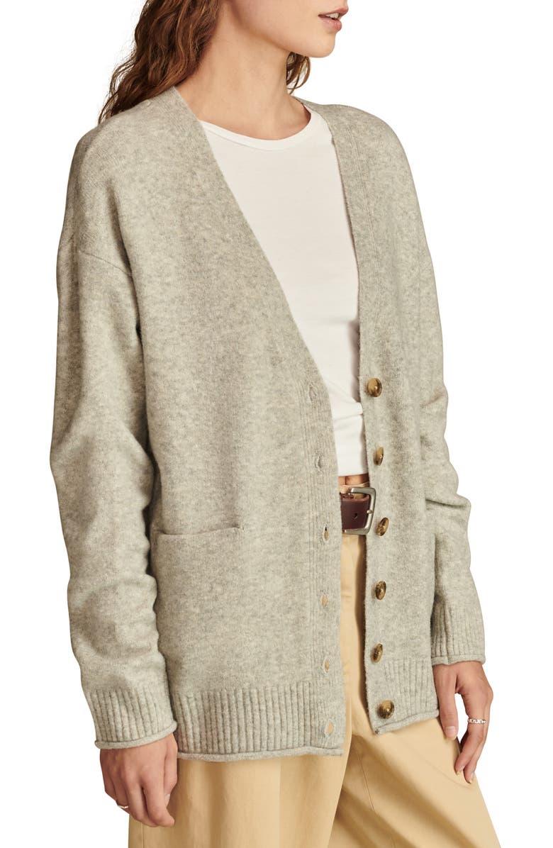 Lucky Brand Slouchy Cardigan, Alternate, color, Light Heather Grey