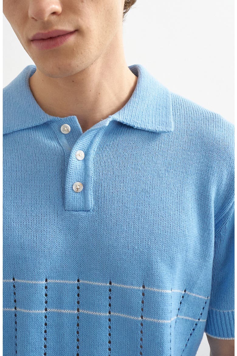 Pointelle Knit Polo, Alternate, color, LBLUE