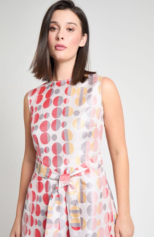Ming Wang Dot A-line Dress In Rosy Blush/multi