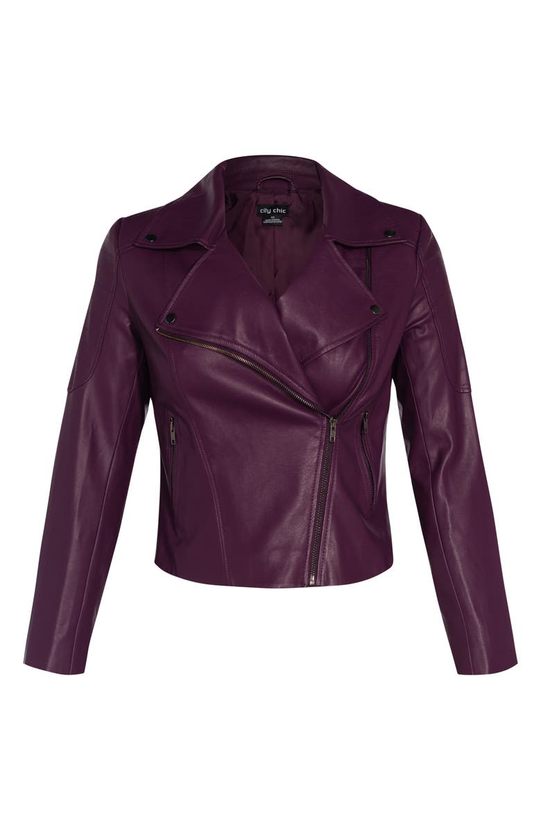City Chic Faux Leather Biker Jacket, Alternate, color, 