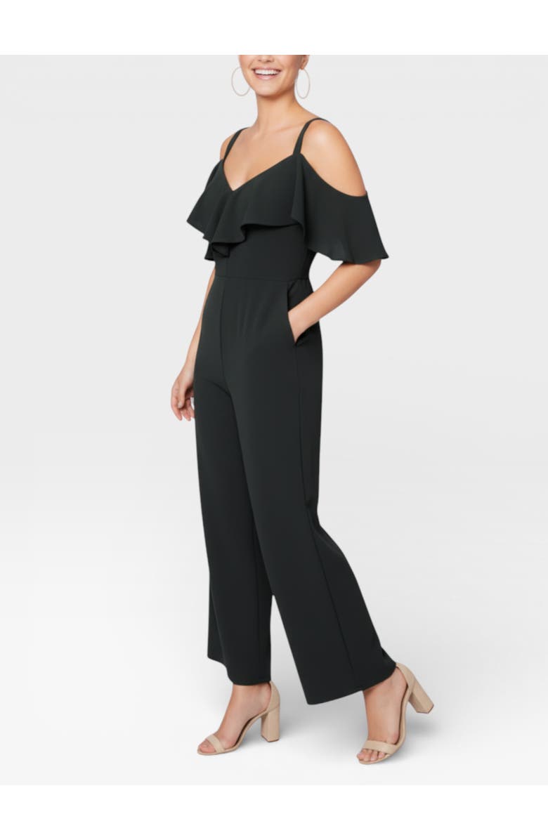 RACHEL Rachel Roy Marcella Off the Shoulder Ruffle Jumpsuit, Alternate, color, Black