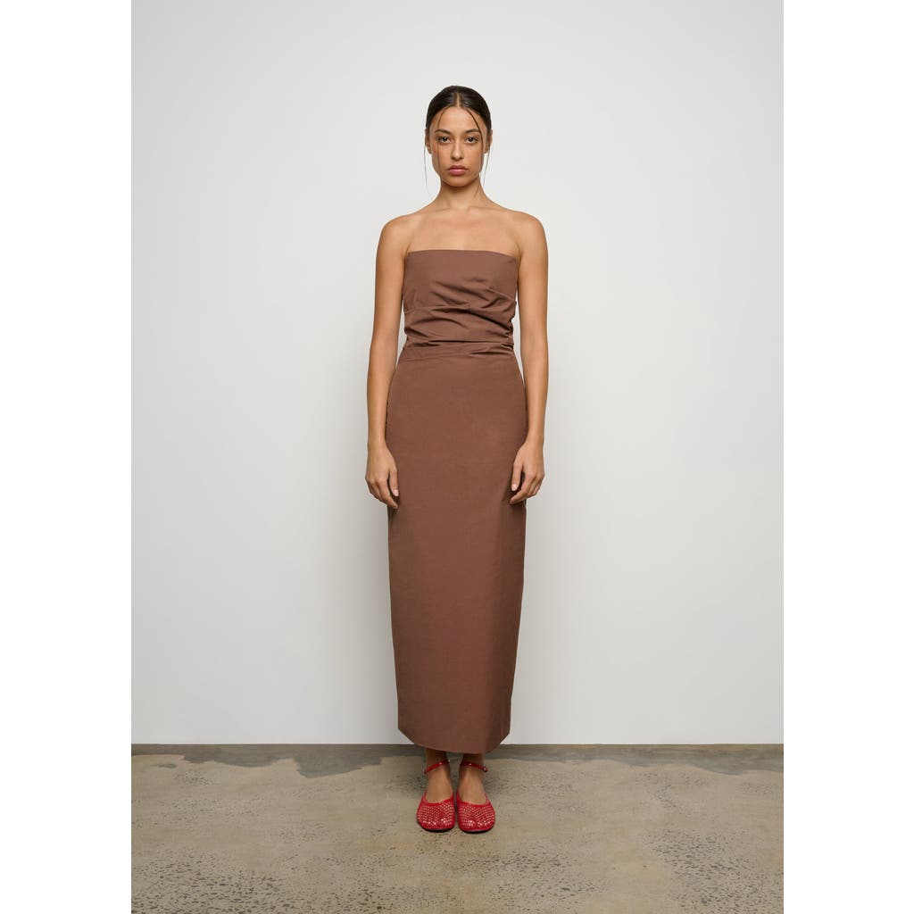 One Of Others Lucetta Strapless Dress In Mocha