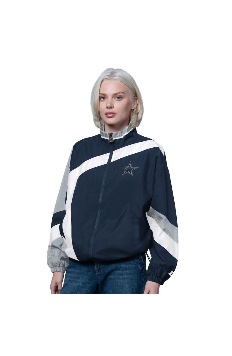 STARTER Women's Starter Navy/Silver Dallas Cowboys Vintage 1st Quarter Full-Zip Windbreaker, Main, color, Navy