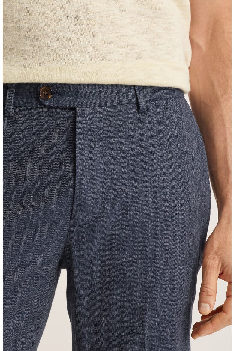 Primo Cotton & Linen Blend Chinos, Alternate, color, NAVY BLUE HERRINGBONE