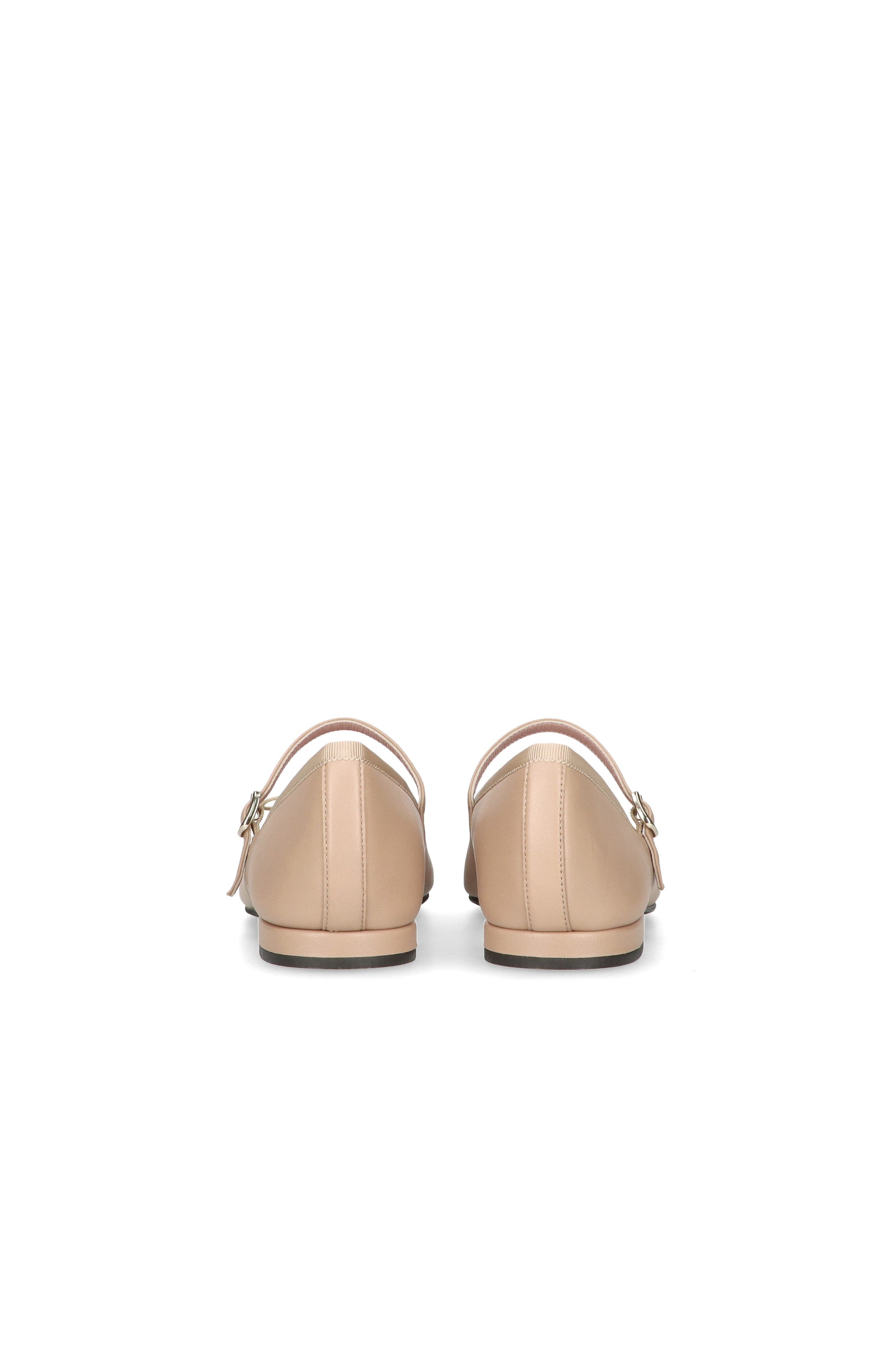 Pretty Ballerinas Round Toe Strap Ballet Flat With Heel, Alternate, color, Beige